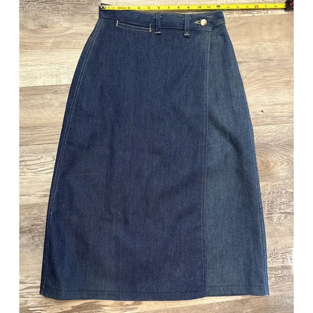 VTG Denim Blue Jean‎ Denim Maxi Wrap Skirt Womens Western Cowgirl Bareback NOS